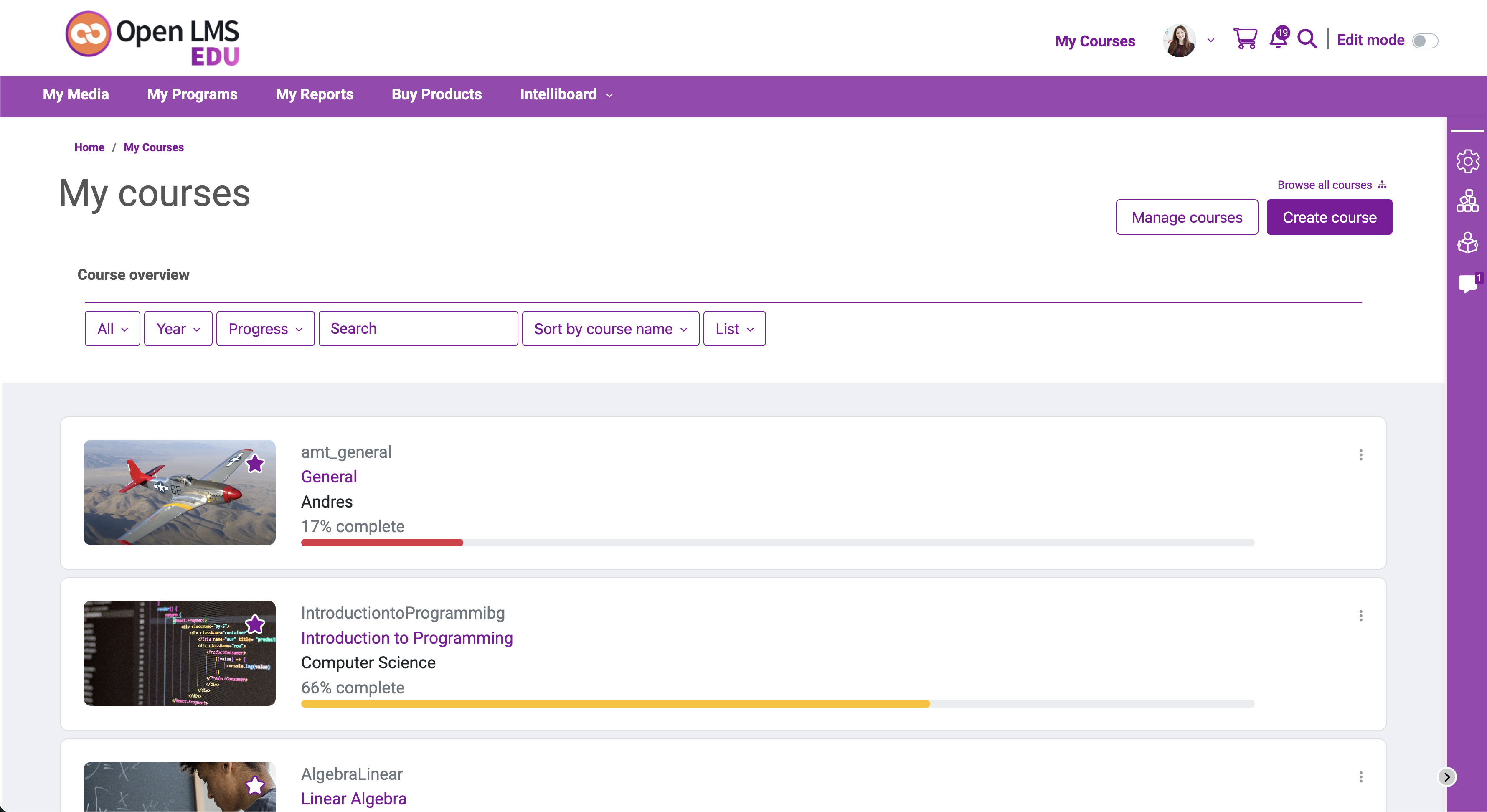 My Courses in Snap – Open LMS Support